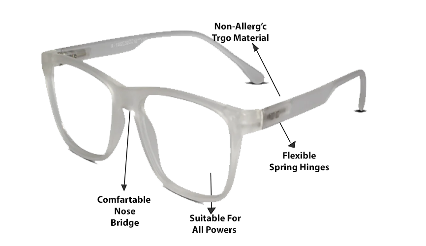 Matt White Transparent Eyeglasses & Computer Glasses For Men & Women
