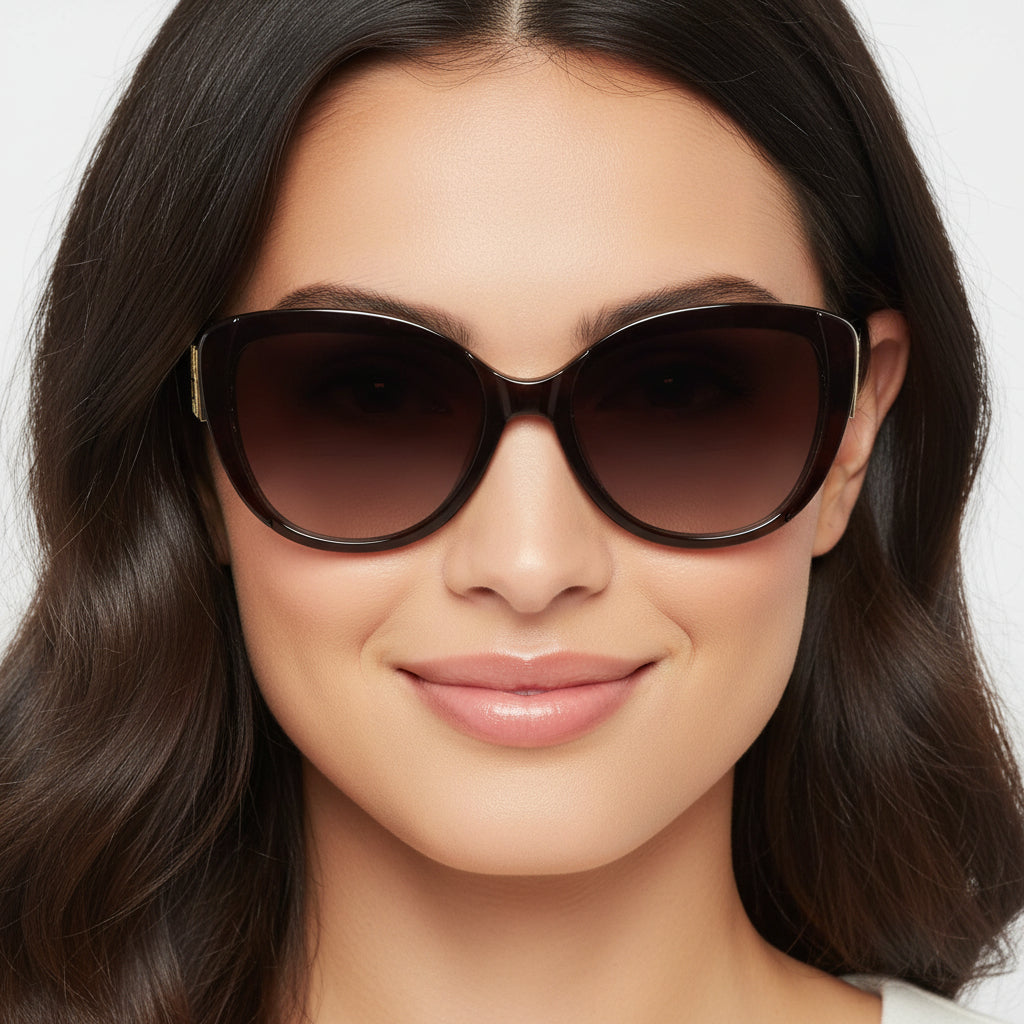 Designer Brown Cat eye Sunglasses For Women LKS53087-BRN