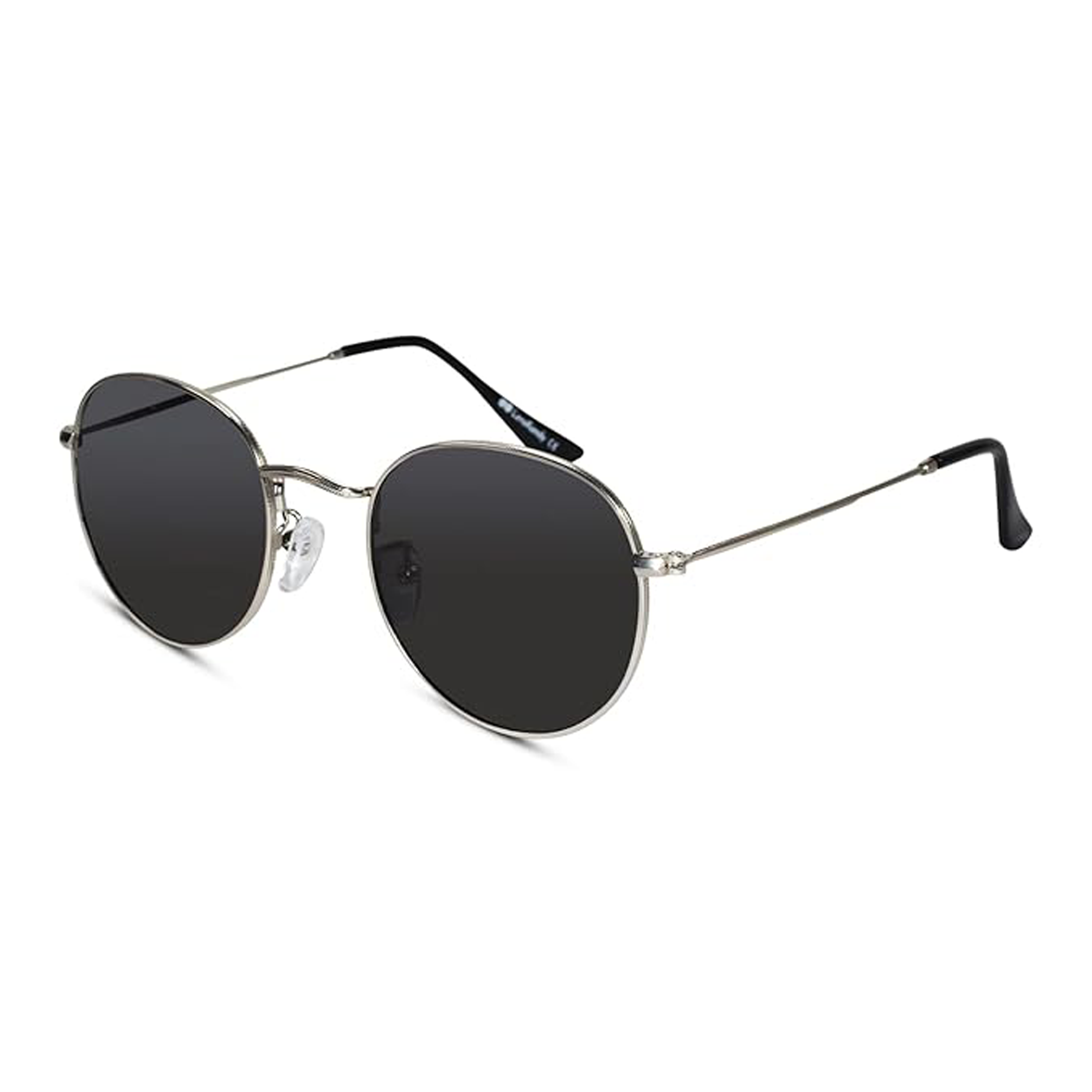 Vintage Polarised Silver Round Sunglasses Men & Women LKS3701-Silver