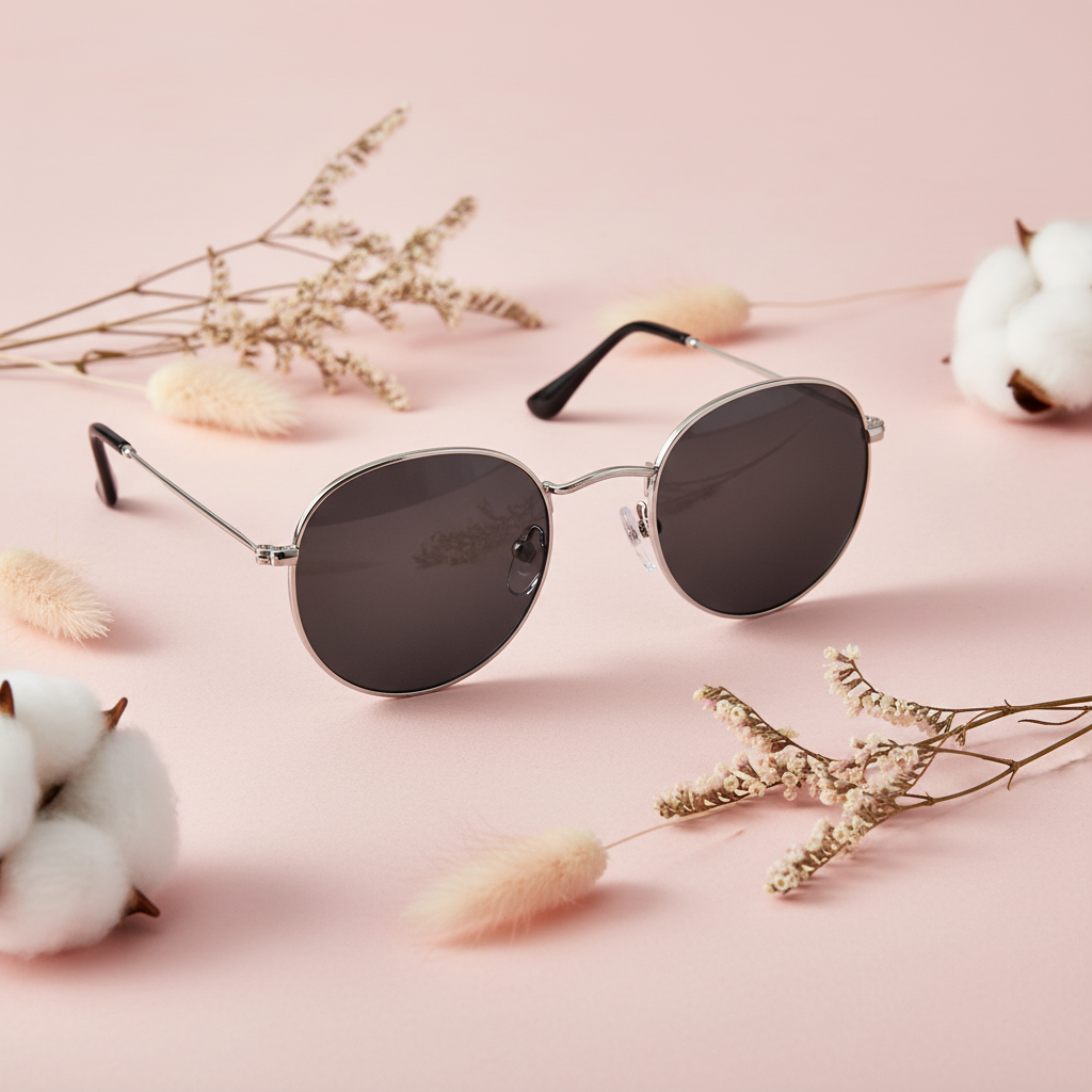 Vintage Polarised Silver Round Sunglasses Men & Women LKS3701-Silver