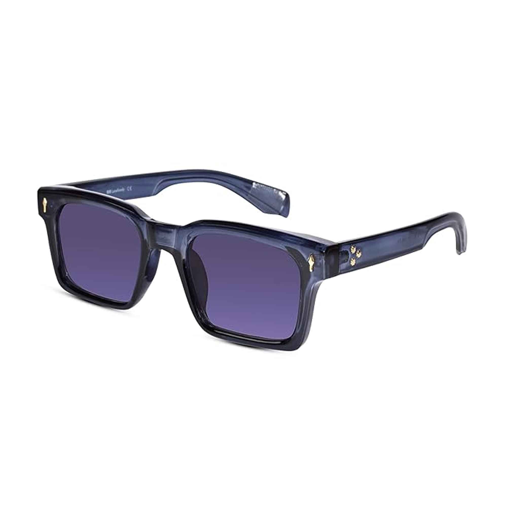 Crystal Blue Rectangular Sunglasses For Men