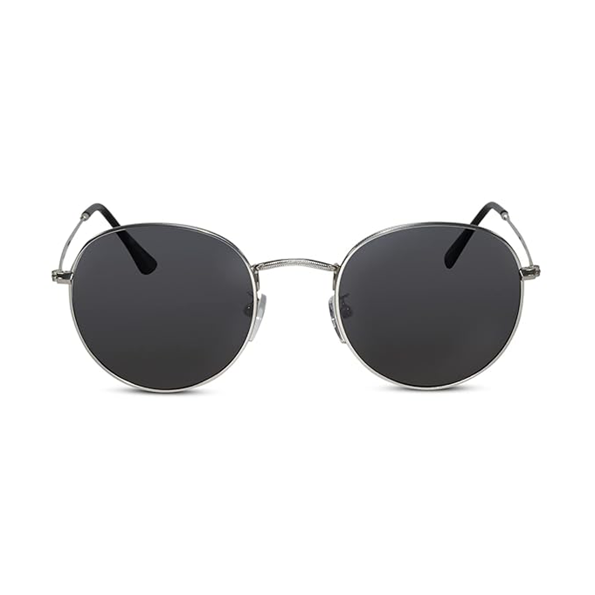 Vintage Polarised Silver Round Sunglasses Men & Women LKS3701-Silver