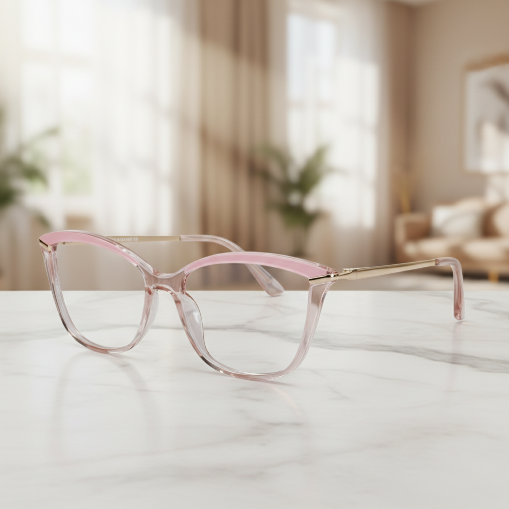Pink Gold Cat Eye Eyeglasses For Women LKE2036-PNK