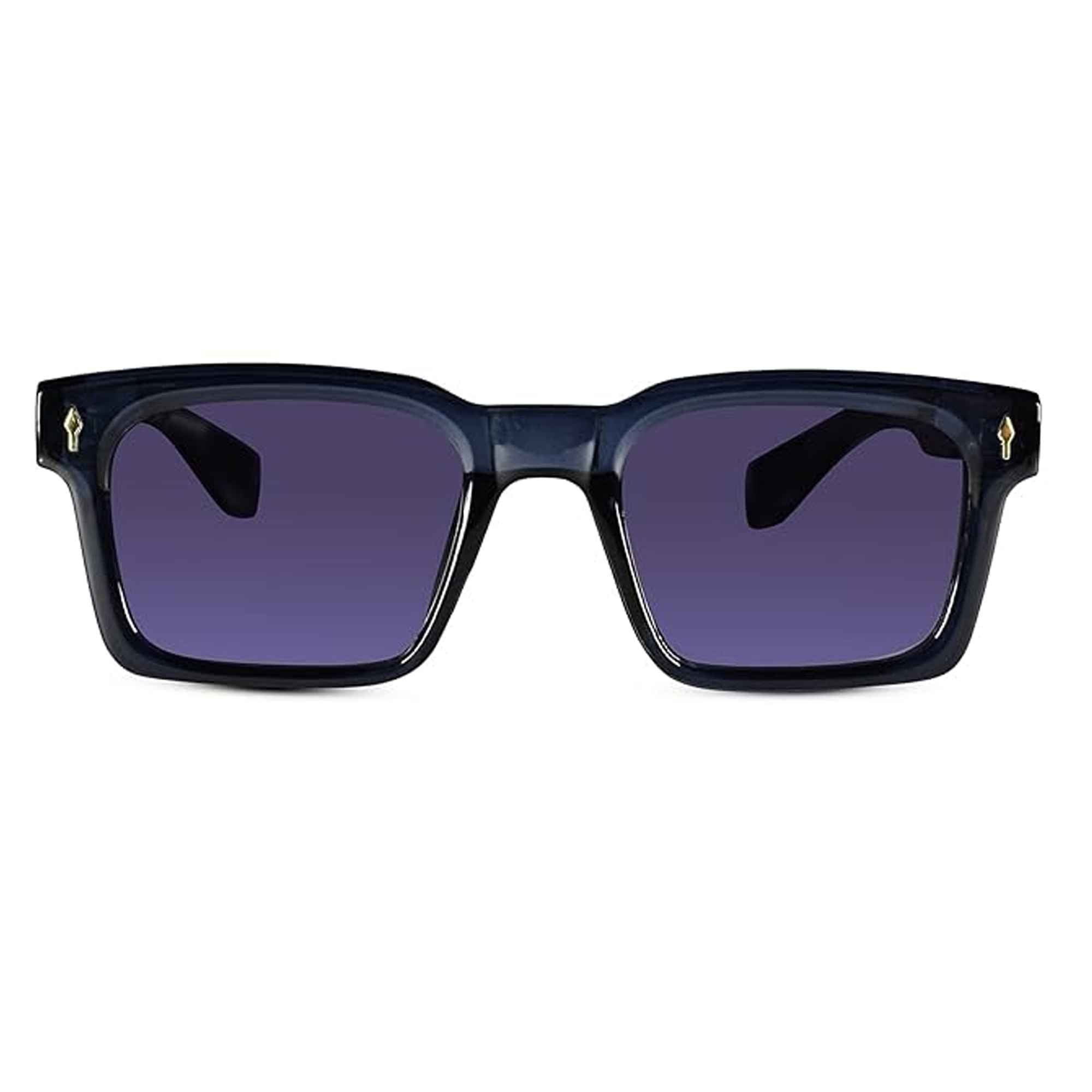 Crystal Blue Rectangular Sunglasses For Men