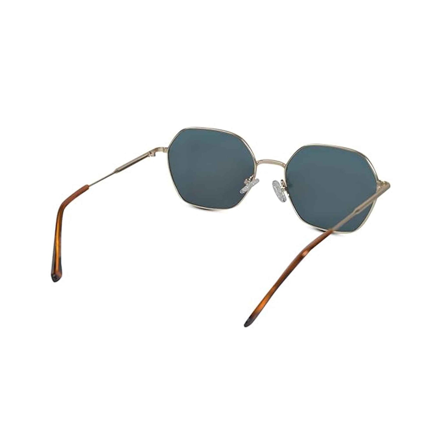 Matt Gold Hexagonal Pink Mirror Sunglasses
