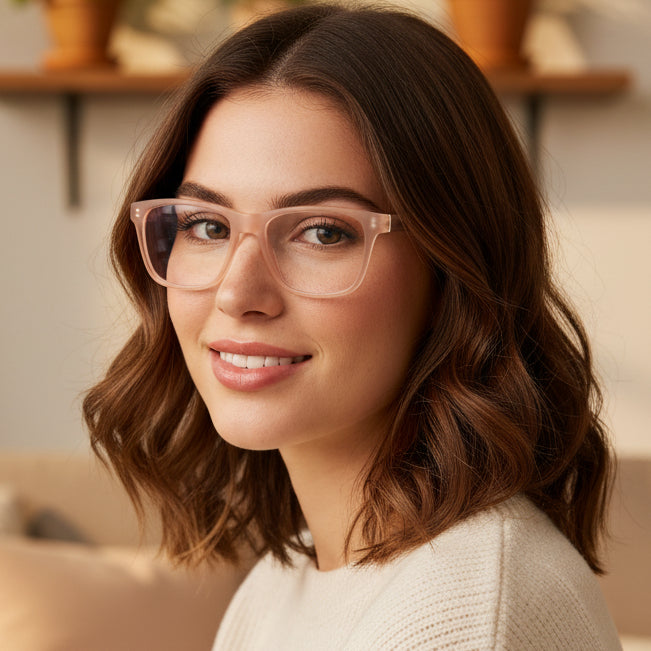 Urban Matt Pink Rectangular Eyeglasses & Computer Glasses For Men & Women LKE1G1001-PNK