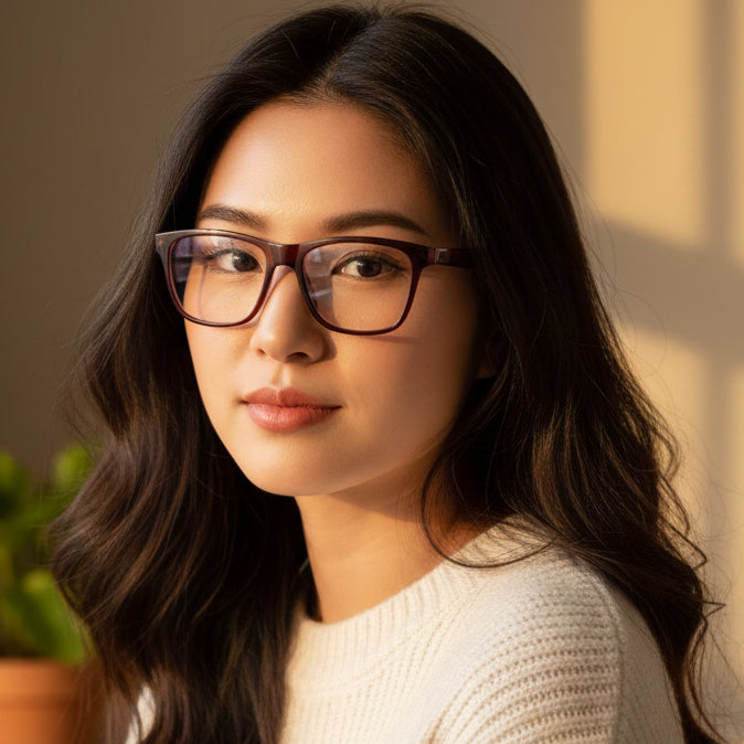 Urban Matte-Brown Rectangular Eyeglasses & Computer Glasses For Men & Women LKE1G1001-RED