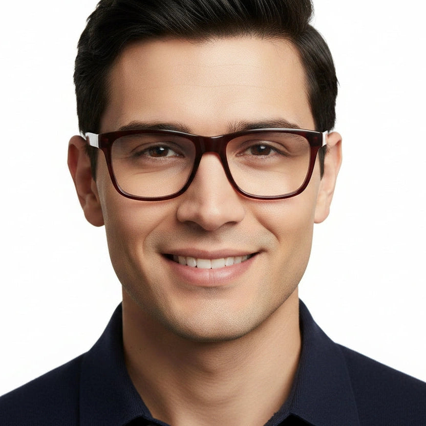 Urban Matte-Brown Rectangular Eyeglasses & Computer Glasses For Men & Women LKE1G1001-RED