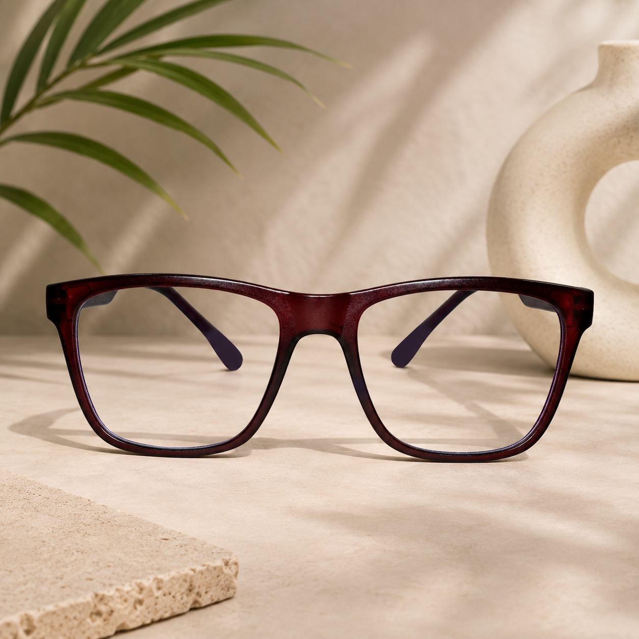 Urban Matte-Brown Rectangular Eyeglasses & Computer Glasses For Men & Women LKE1G1001-RED