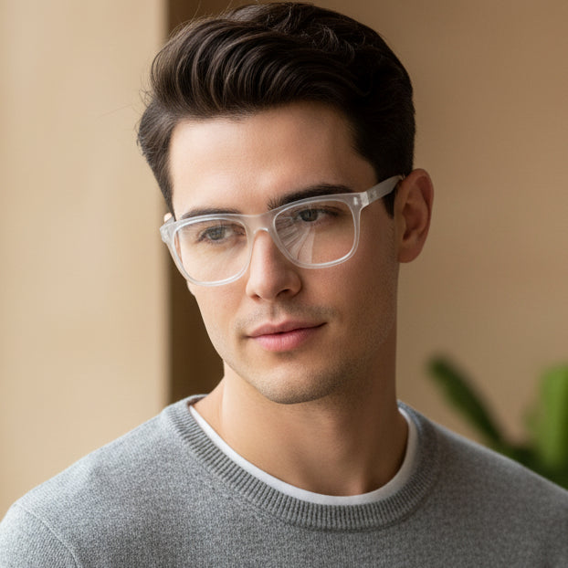 Urban Matte-Icy White Transparent Eyeglasses & Computer Glasses For Men & Women LKE1G1001-WHT