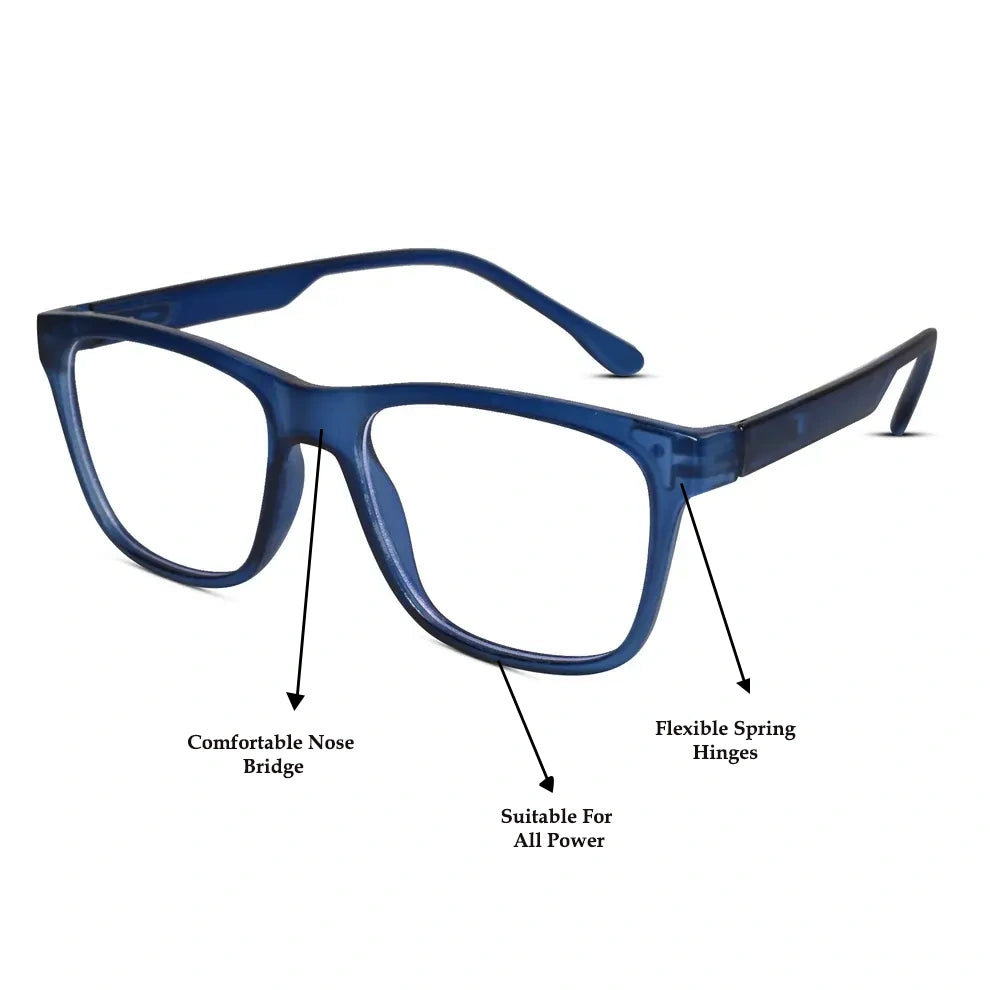 Urban Matte-Ocean Blue Rectangular Eyeglasses & Computer Glasses For Men & Women LKE1G1001-BLU
