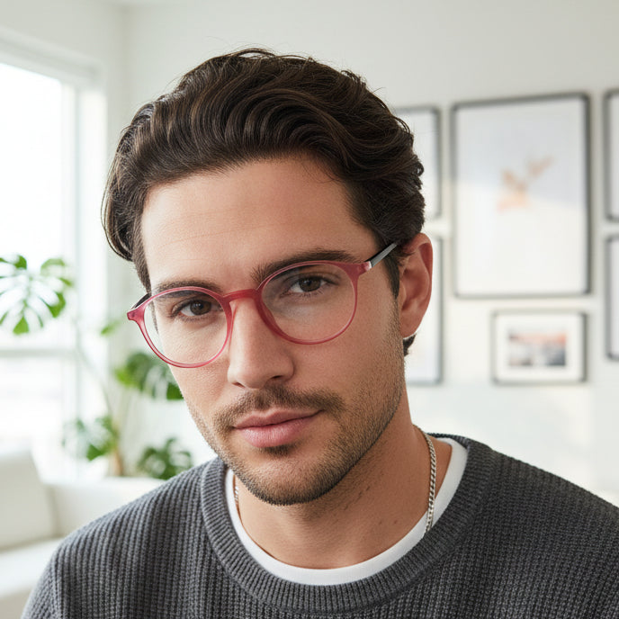 VINTAGE Ultra Light Matt Pink Round Eyeglasses For Men & Women LKE05-PNK