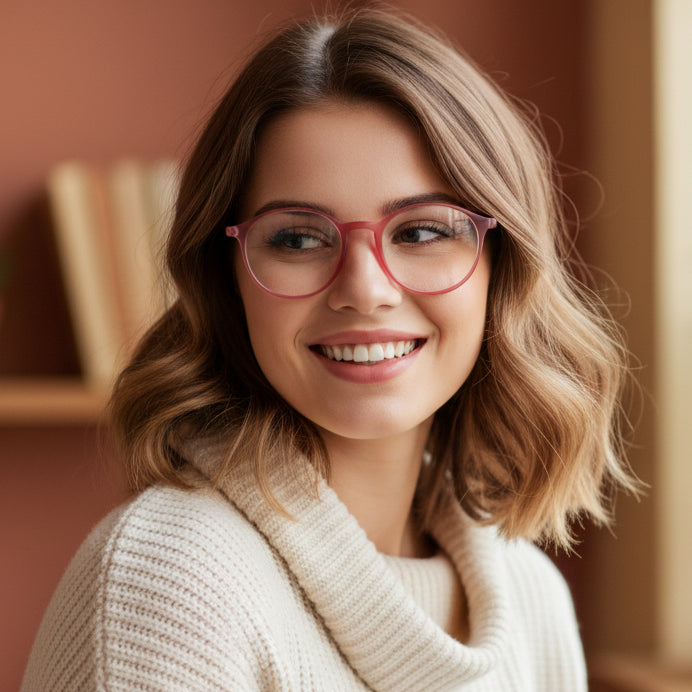 VINTAGE Ultra Light Matt Pink Round Eyeglasses For Men & Women LKE05-PNK