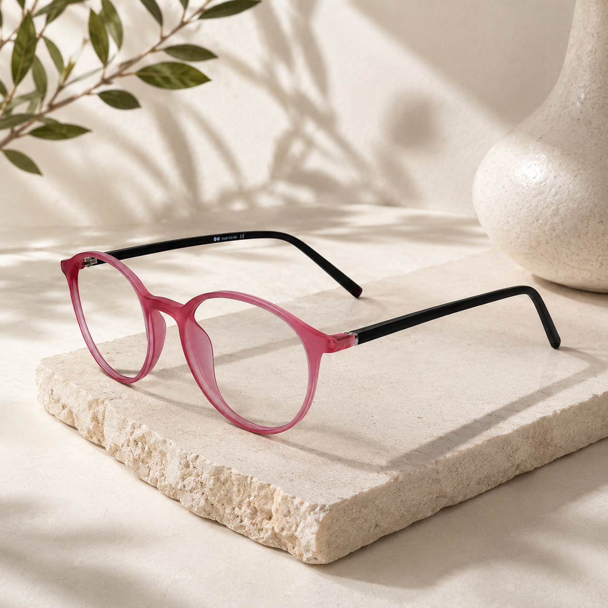 VINTAGE Ultra Light Matt Pink Round Eyeglasses For Men & Women LKE05-PNK
