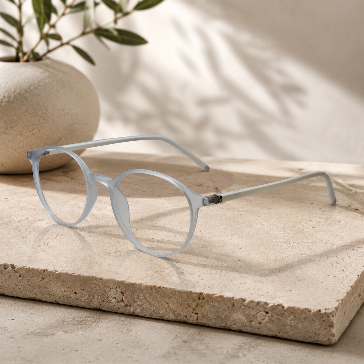VINTAGE  Ultra Light Matt White Round Eyeglasses For Men & Women LKE05-WHT