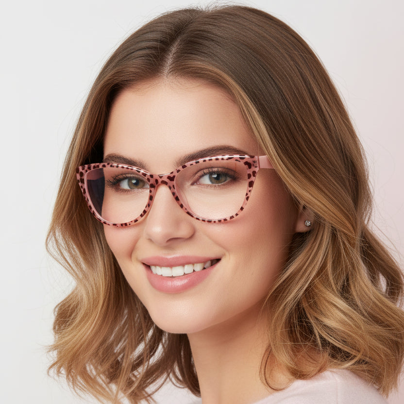 Vintage Pink Cateye Eyeglasses For Women LKE23058-PINK