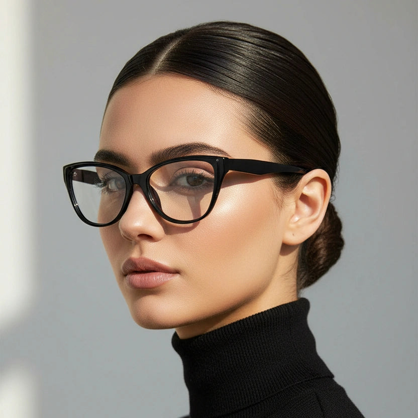Vintage Black  Cateye Eyeglasses For Women LKE23058-BLK