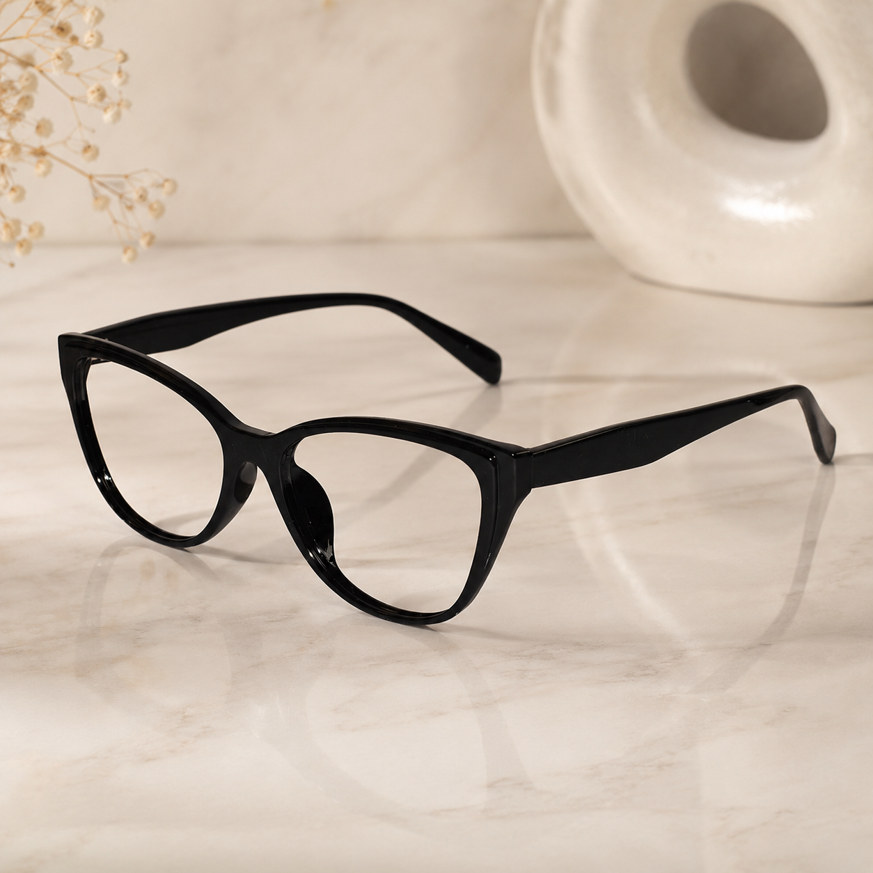 Vintage Black  Cateye Eyeglasses For Women LKE23058-BLK
