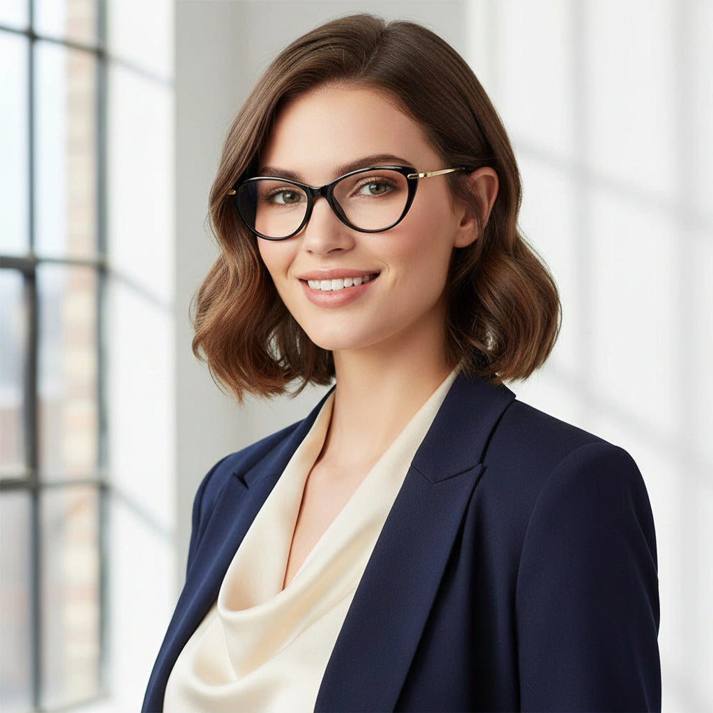 Vintage Black Golden Cateye Eyeglasses LKE92125-BLK