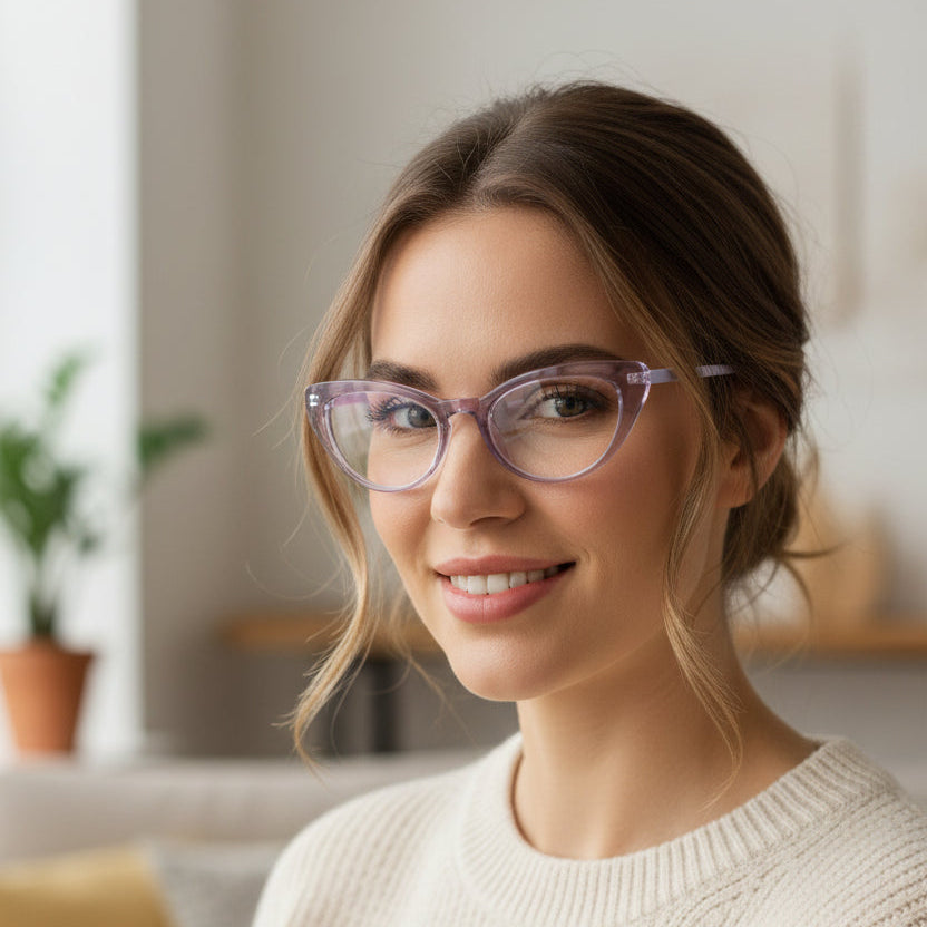 Vintage Crystal Purple Cateye Eyeglasses LKE2338-PURPL