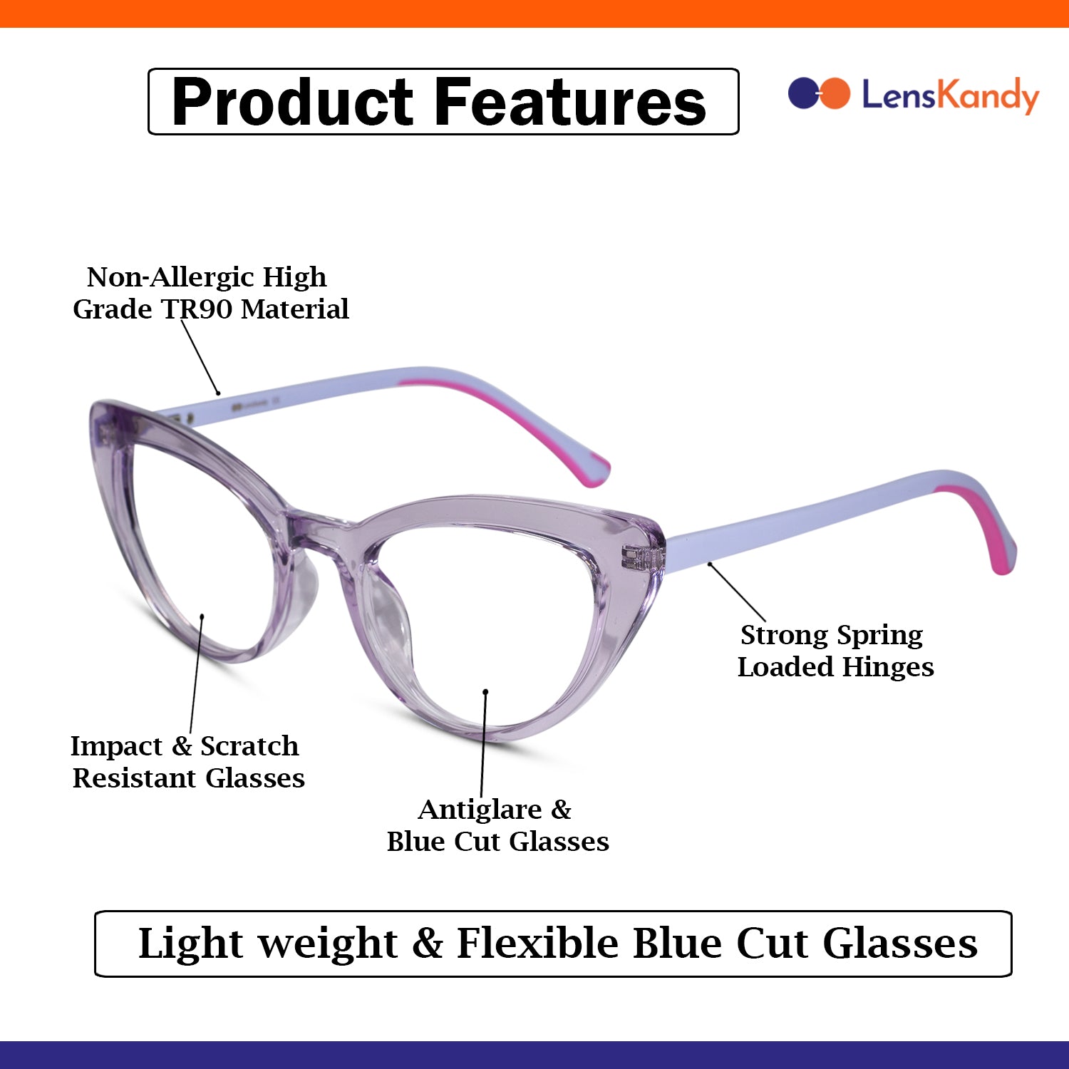 Vintage Crystal Purple Cateye Eyeglasses LKE2338-PURPL