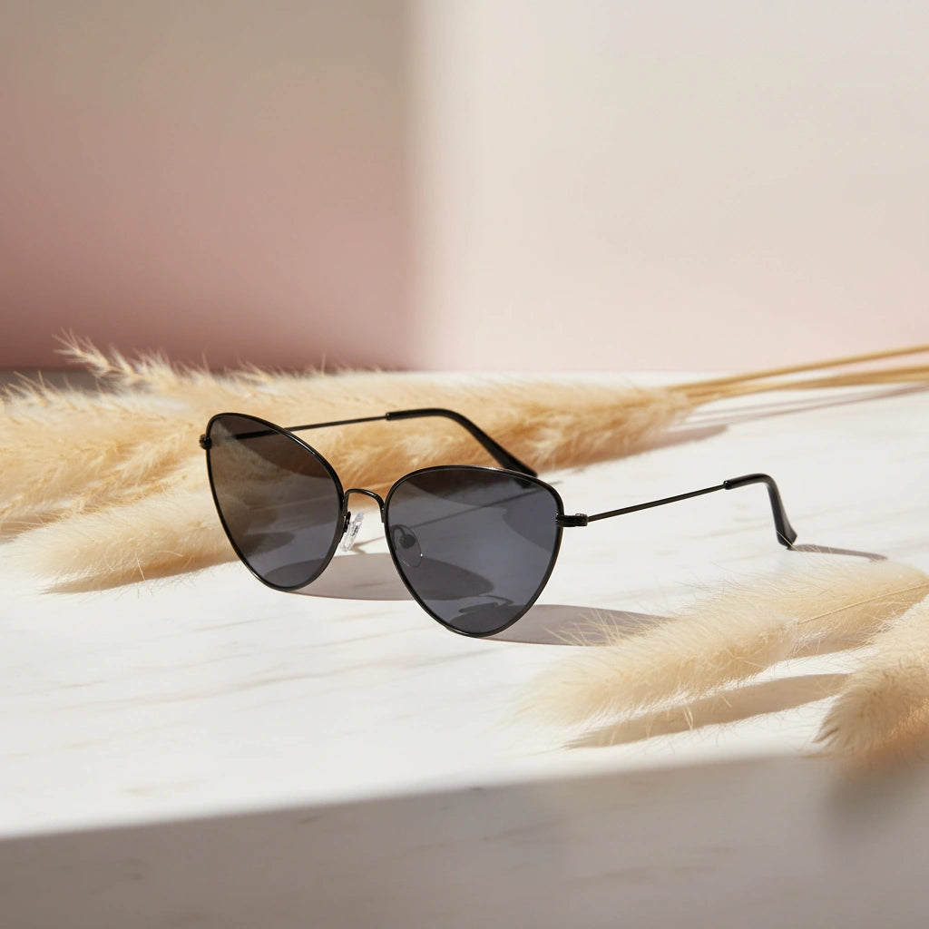 Vintage | Metal Black Cateye Sunglasses For Women LKS3493-BLK