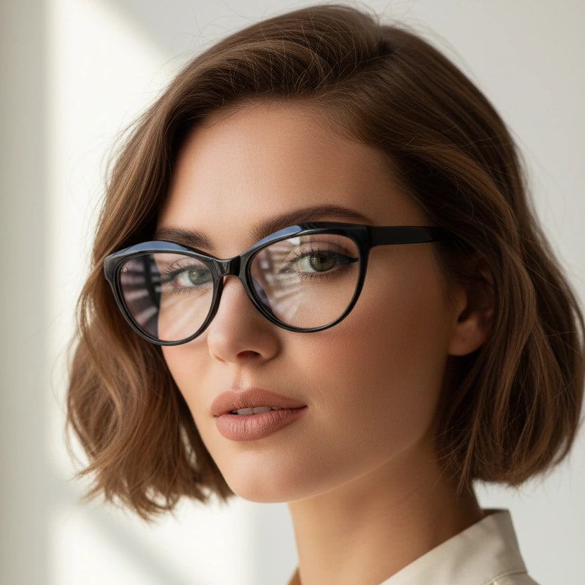 Vintage Shiny Black Cat Eye Eyeglasses LKE20383-BLK