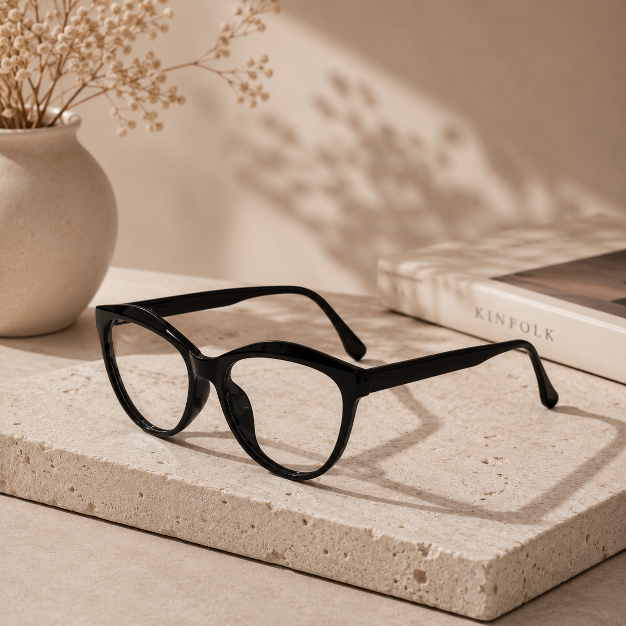 Vintage Shiny Black Cat Eye Eyeglasses LKE20383-BLK