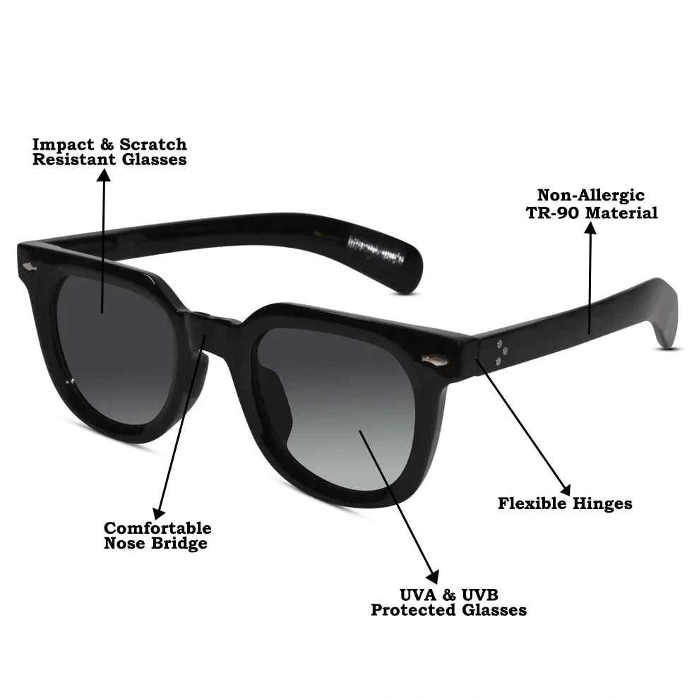 Wayfarer Black Sunglasses for Unisex LKS6508-BLK
