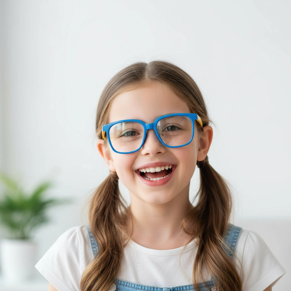 Wayfarer Shape Blue/Yellow Color Eyeglasses For Kids LKE1034-BLU