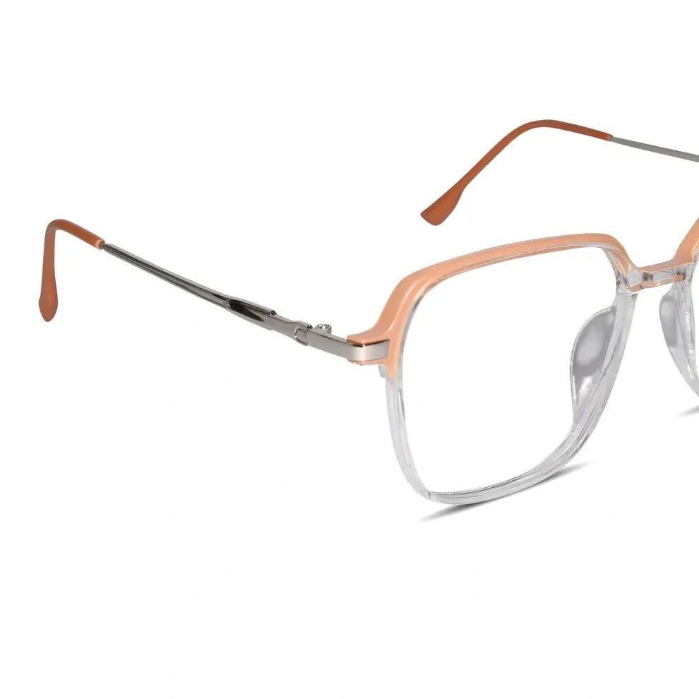 Dual Tone Orange/Transparent  Oversize Eyeglasses For Women LKE9329-ORNG