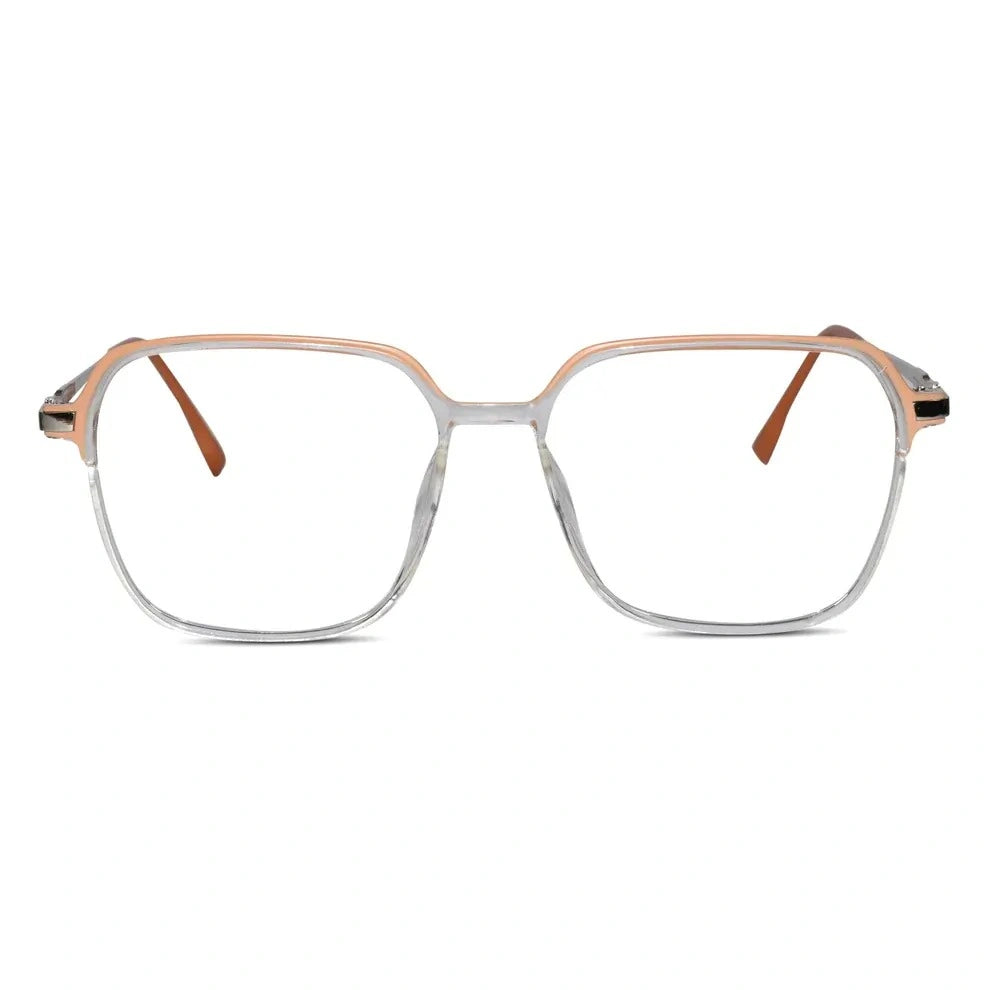 Dual Tone Orange/Transparent  Oversize Eyeglasses For Women LKE9329-ORNG