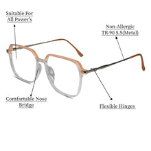 Dual Tone Orange/Transparent  Oversize Eyeglasses For Women