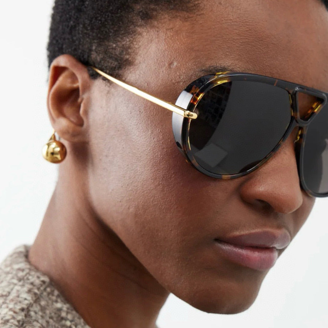 Designer Oversized Aviator Sunglasses From Men & Women-ELS2026S01-DR-BRN