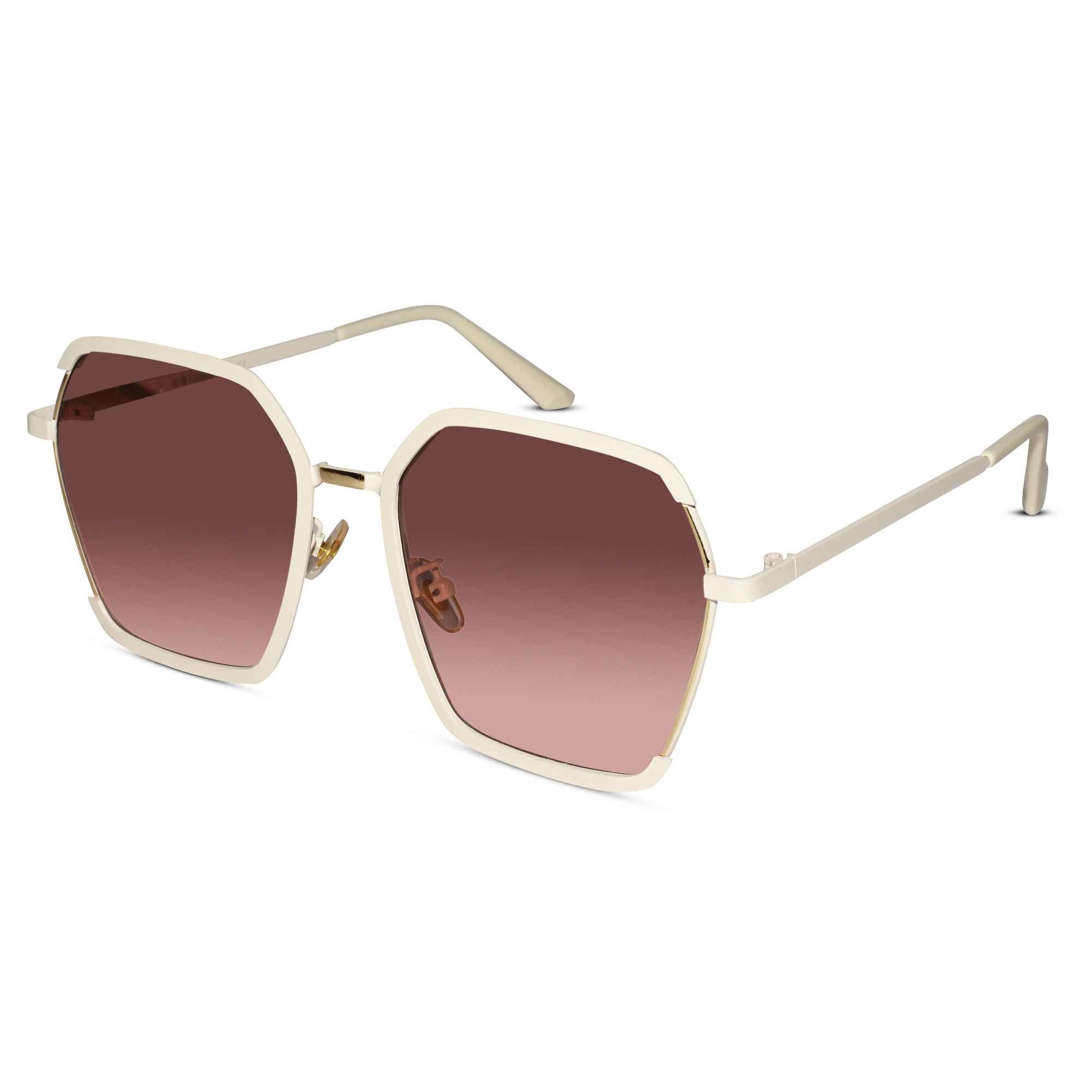 White Oversize Square Sunglasses For Women