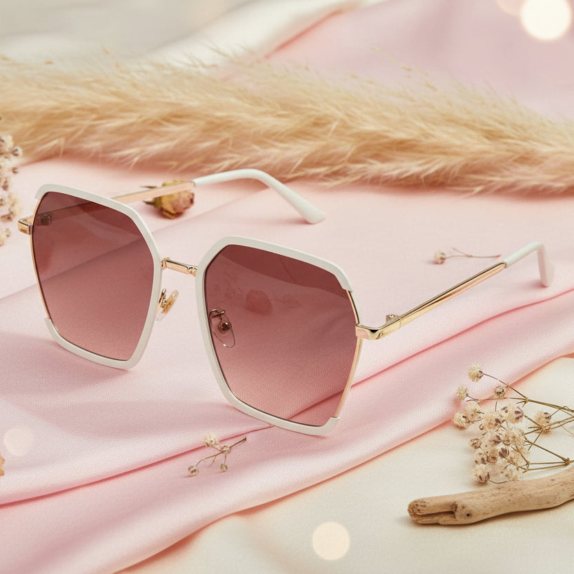 White Oversize Square Sunglasses For Women LKS2133-WHT