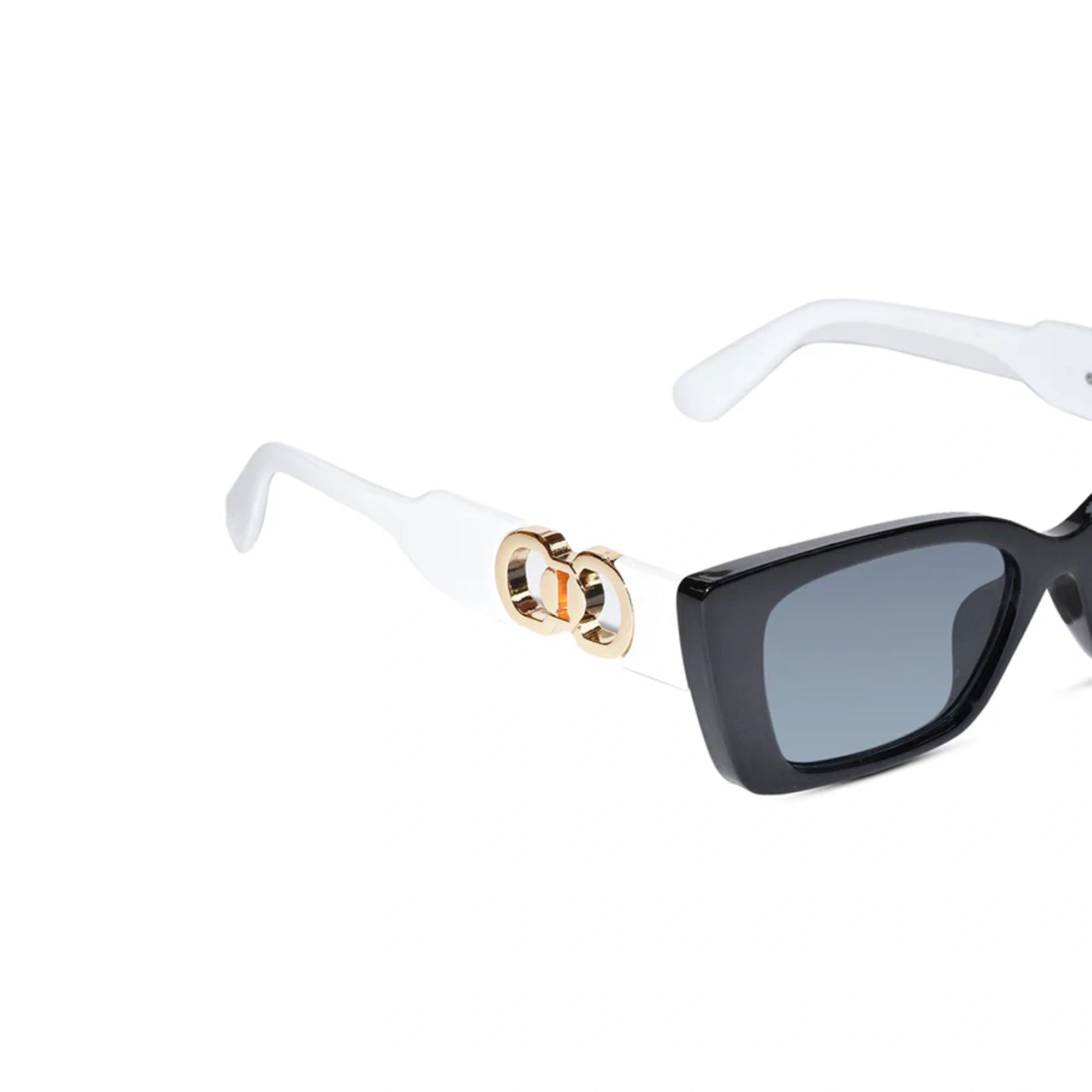 White Designer Cat Eye Sunglasses For Women LKS22028-BLK-WHT