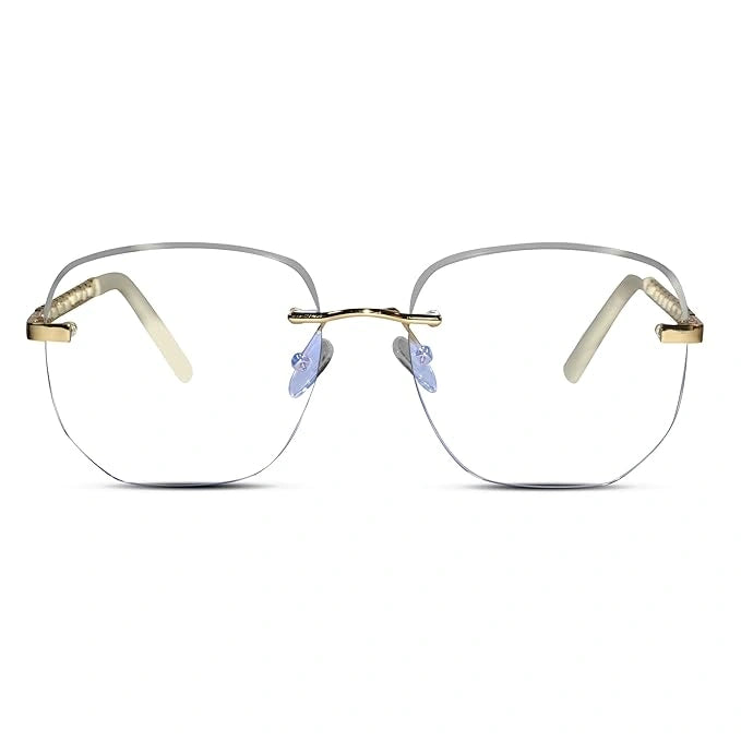 White Frameless Designer Eyeglasses For Women LKE23032-WHE-GOLD