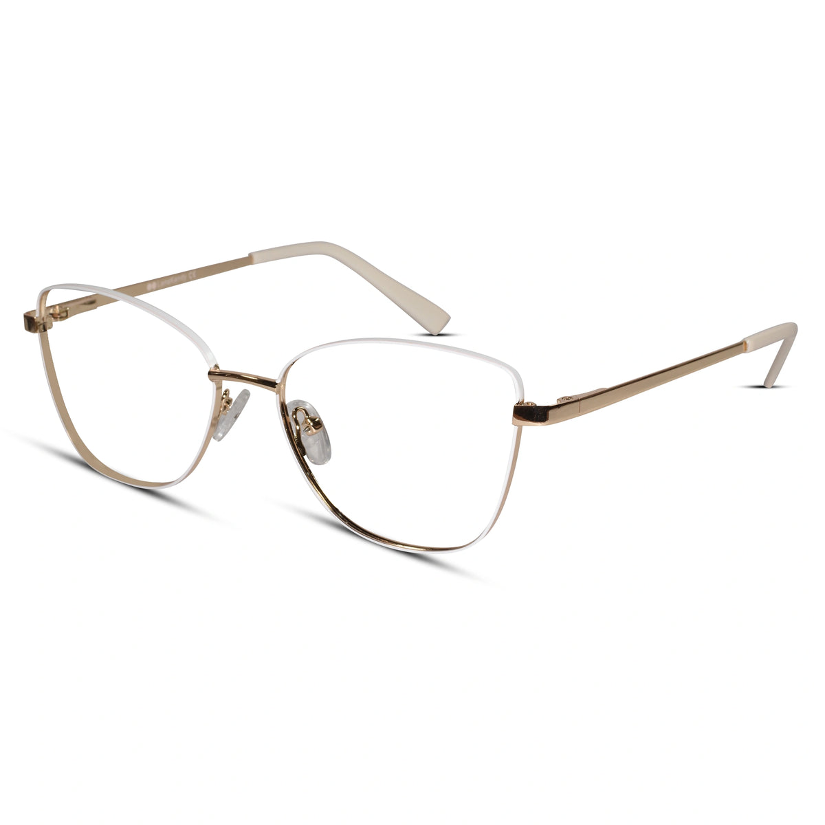 White Gold Cateye Eyeglasses For Women