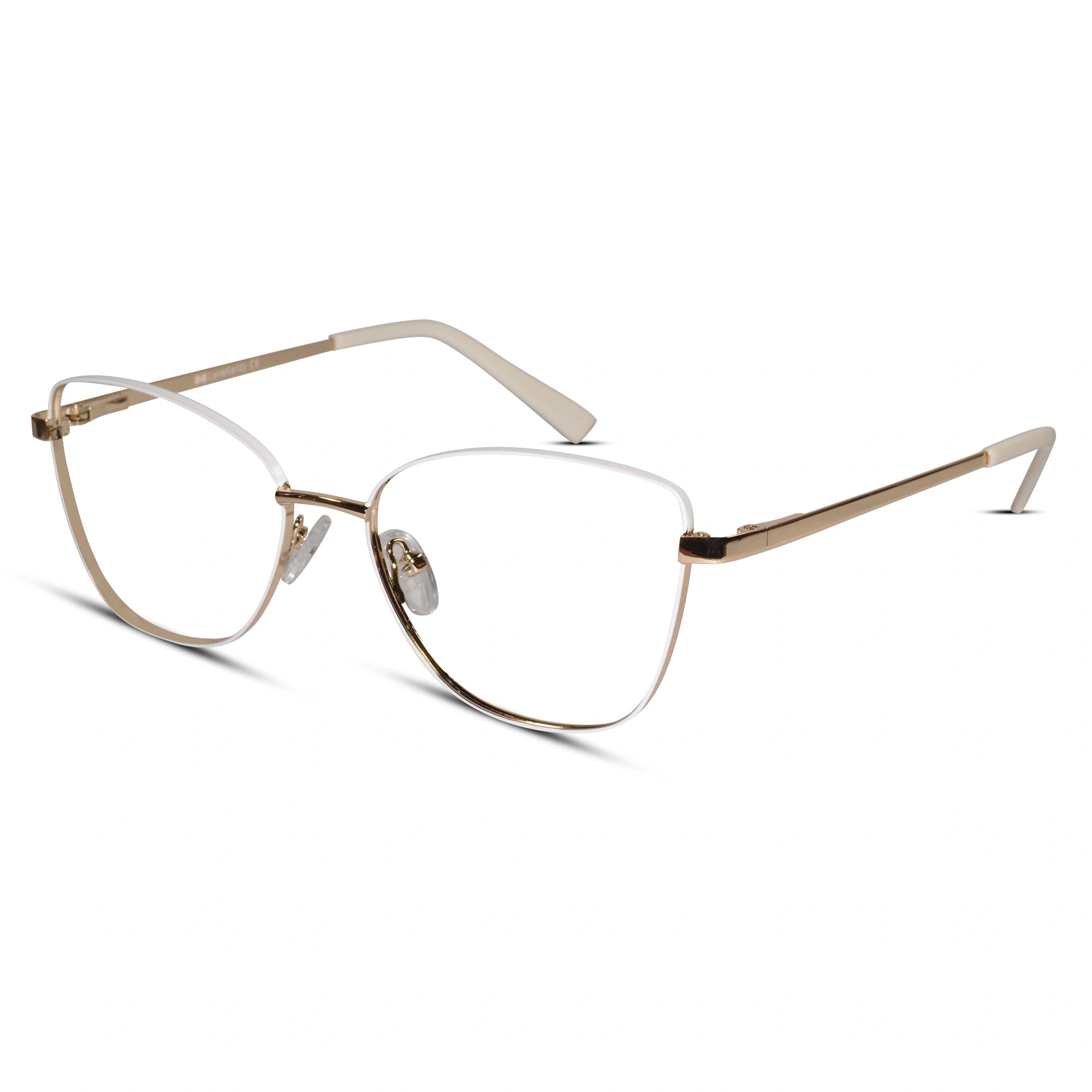 White Gold Cateye Eyeglasses For Women LKE7005-WHT