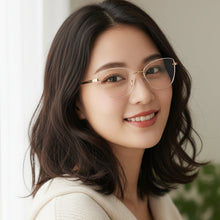 White Gold Cateye Eyeglasses For Women