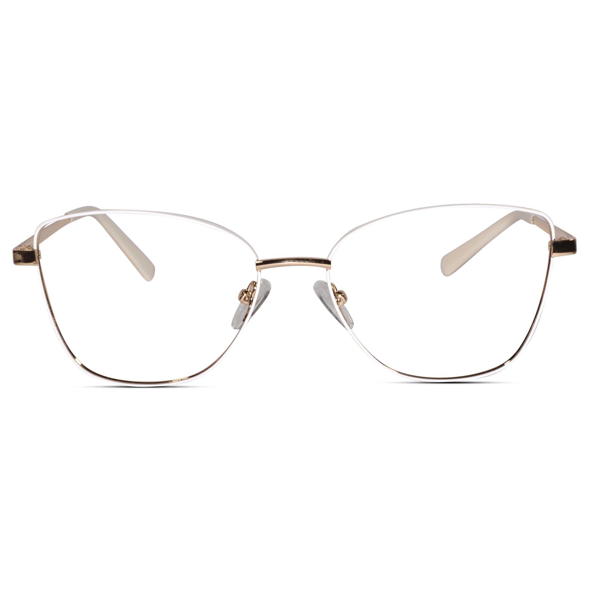 White Gold Cateye Eyeglasses For Women LKE7005-WHT