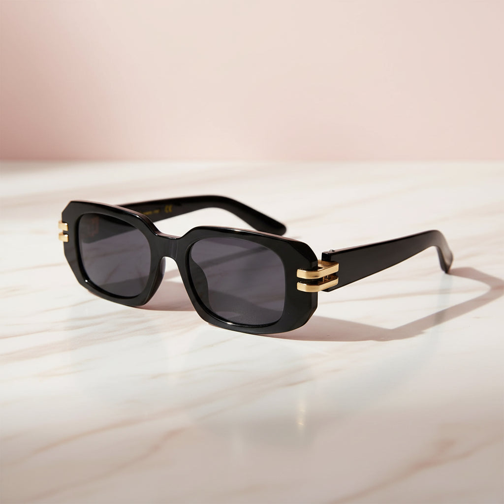 Zenith | Black Bold Rectangular Sunglasses for women & men ELS6084-BLK