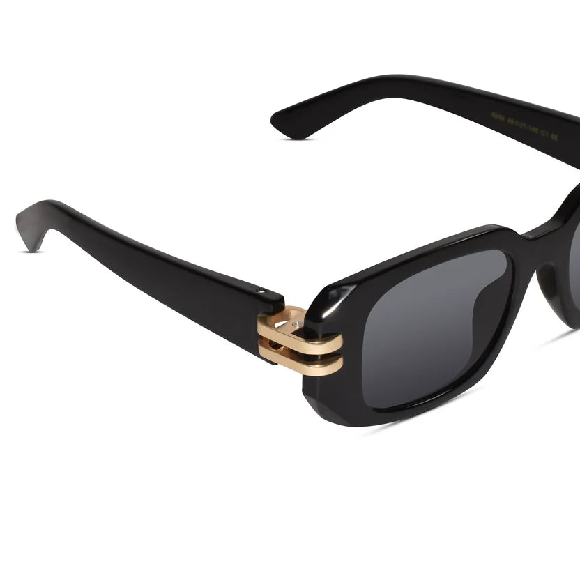 Zenith | Black Bold Rectangular Sunglasses for women & men ELS6084-BLK