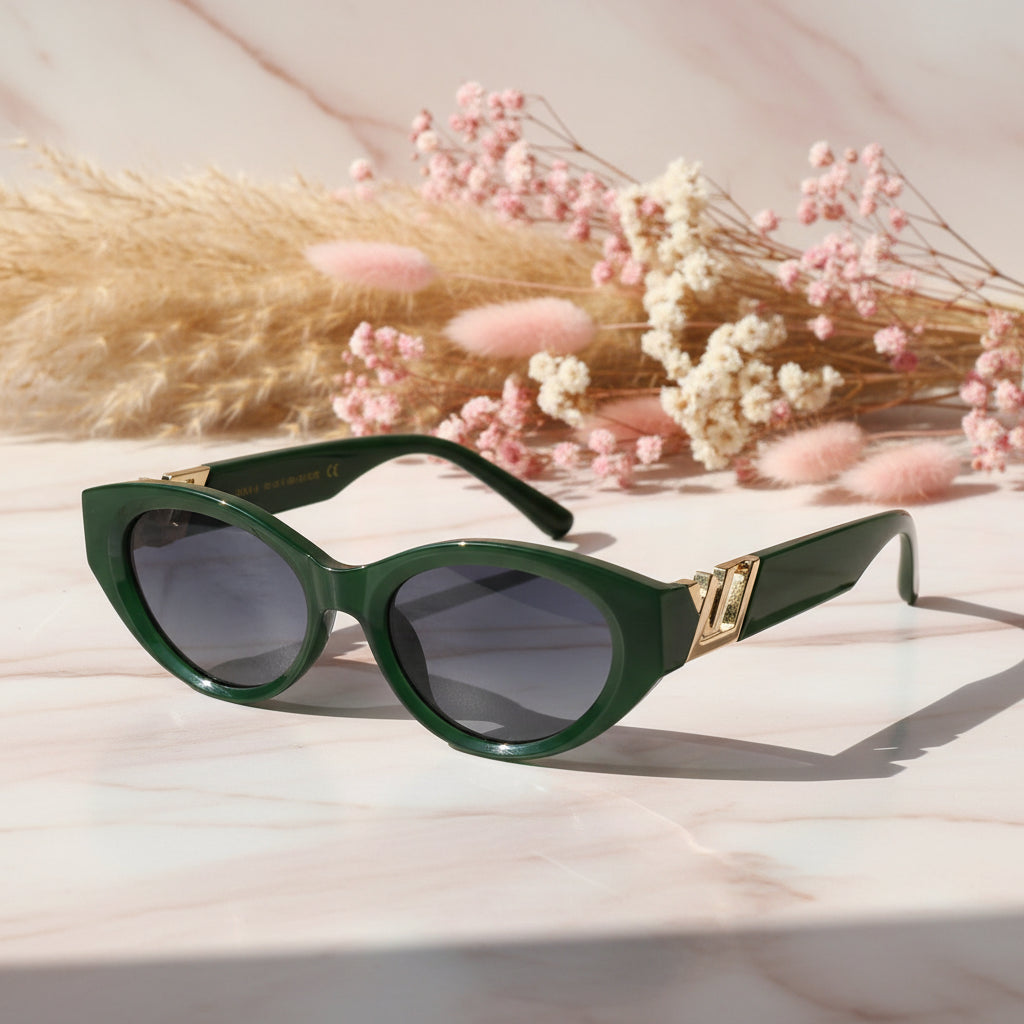 Zenith | Polarised Designer Green Cateye Sunglasses for Women LKS5161-GRN