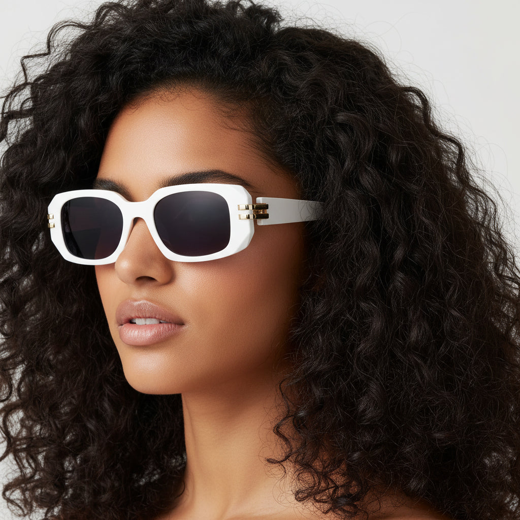 Zenith | White Bold Rectangular Sunglasses for women & men ELS6084-WHT