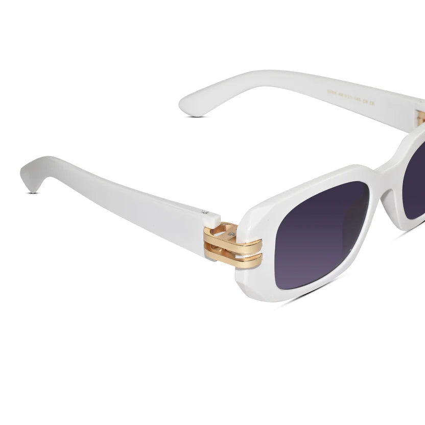 Zenith | White Bold Rectangular Sunglasses for women & men ELS6084-WHT