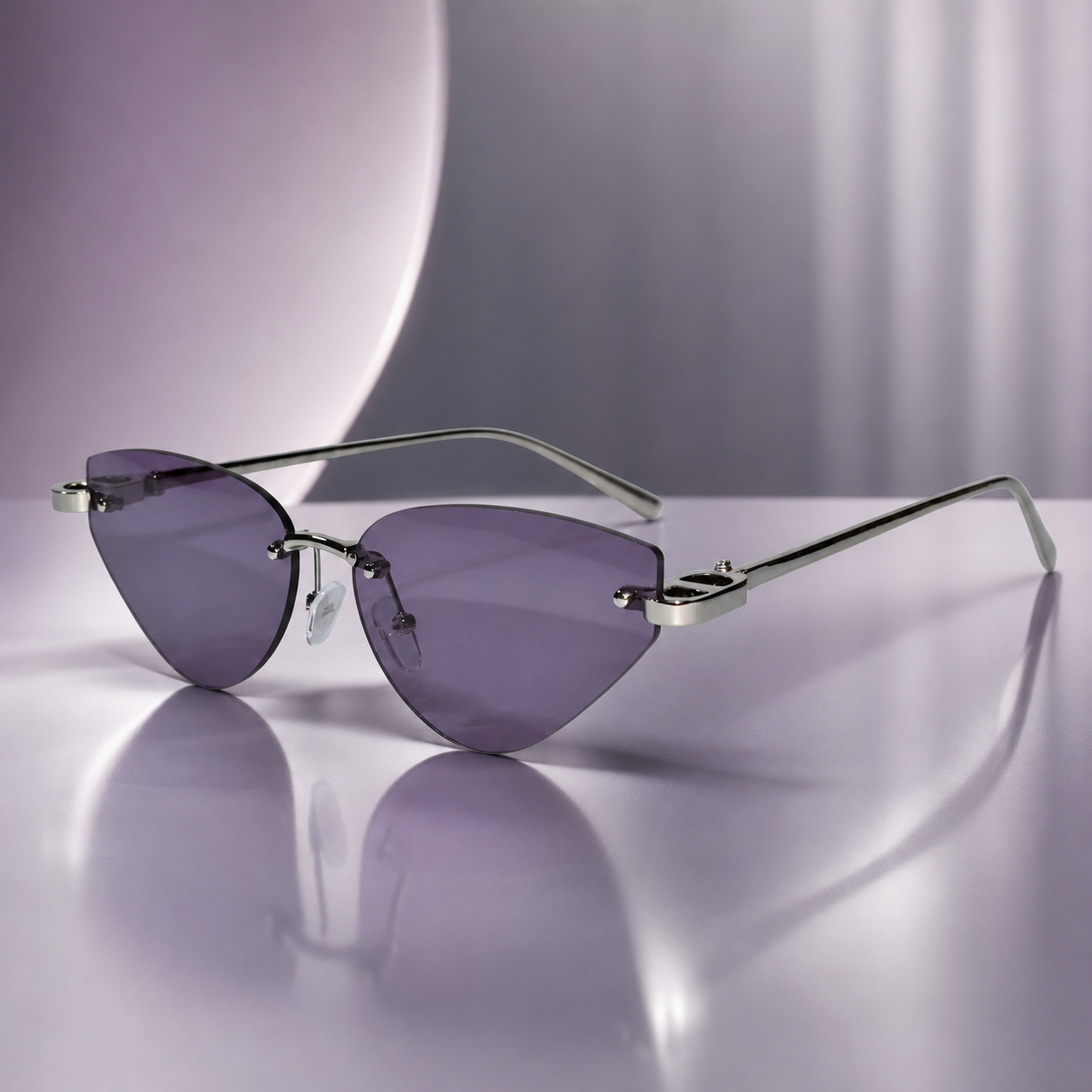 Rimless Cat Eye Sunglasses for Women ELS2026S010-PEPL GLD