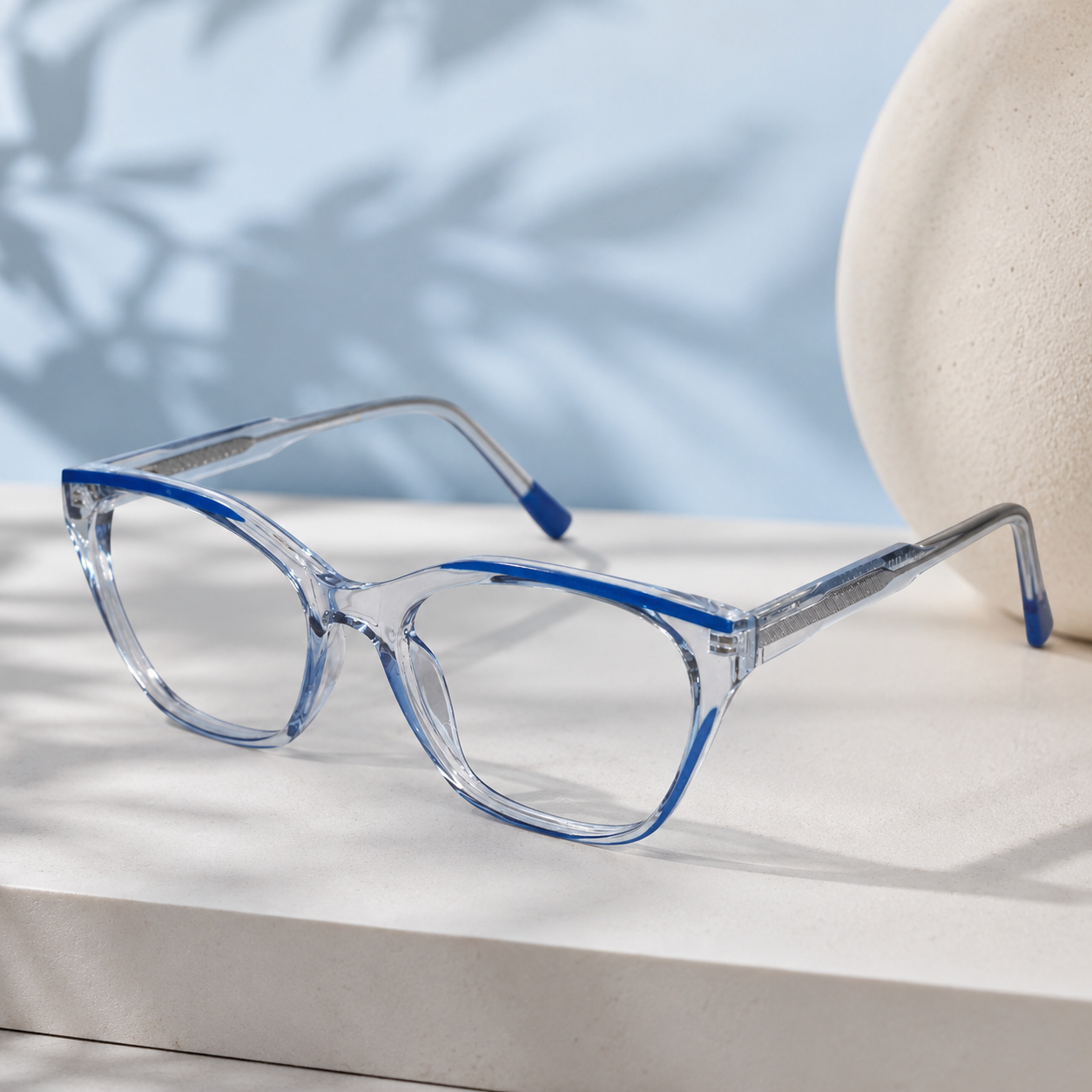 Crystal Dual Tone Cateye Eyeglasses For Women ELE2578-BLU