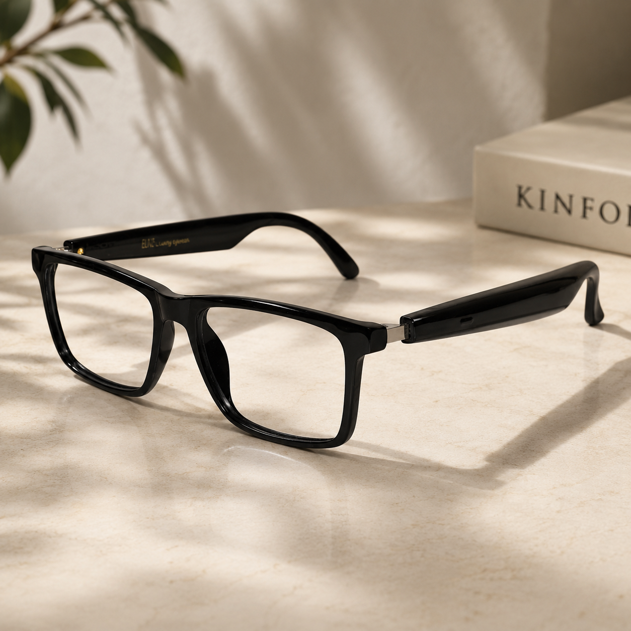 Smart Rectangular Eyeglasses For Men & Women ELE333-17-BLK